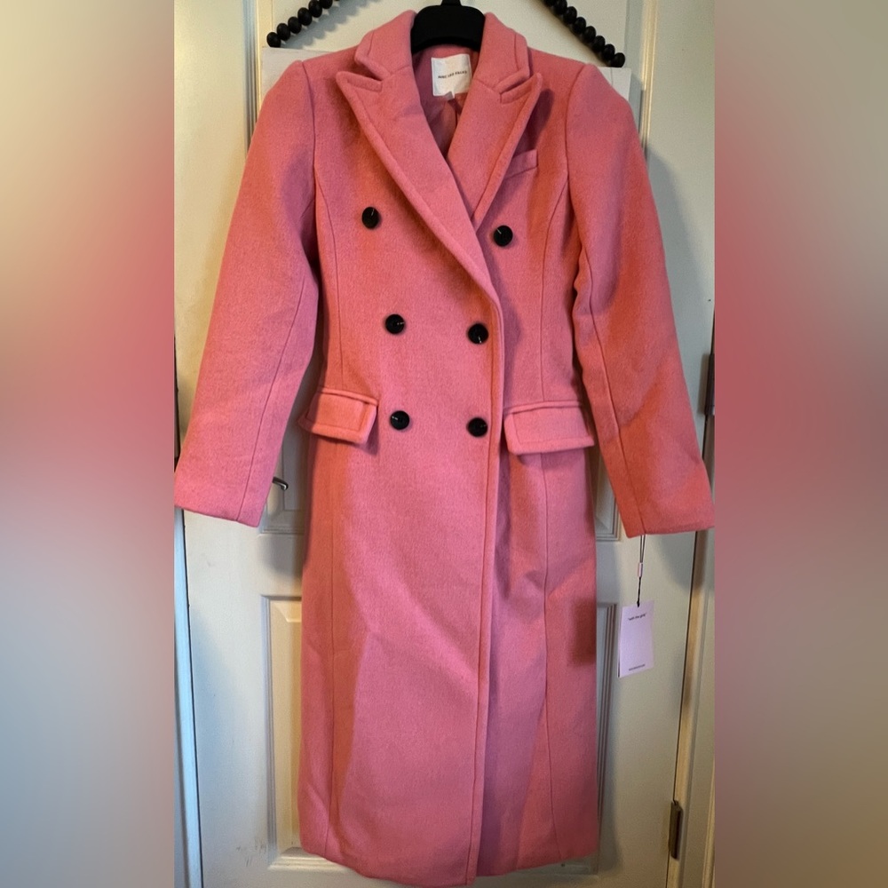 AVEC LES FILLES Wool Blend Double Breasted Coat Pink Jacket XS Small 💖 0 2 4 6 - Picture 5 of 15